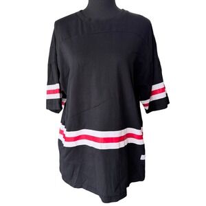 Stampd Los Angeles Striped Jersey Cotton T-Shirt Black Red White Womens Large